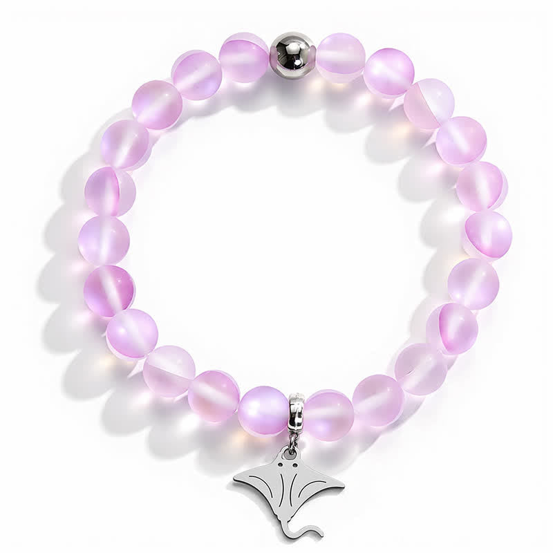 Glow Like The Ocean Manta Ray Bracelet - Recycled 8mm Glimmering Sea Glass Beads For Ocean Cleanup - image 11