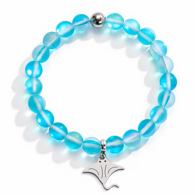 Glow Like The Ocean Manta Ray Bracelet - Recycled 8mm Glimmering Sea Glass Beads For Ocean Cleanup - image 13