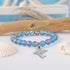 Glow Like The Ocean Manta Ray Bracelet - Recycled 8mm Glimmering Sea Glass Beads For Ocean Cleanup - Blue Gray - Approx. 6.93"/17.6cm - image 2