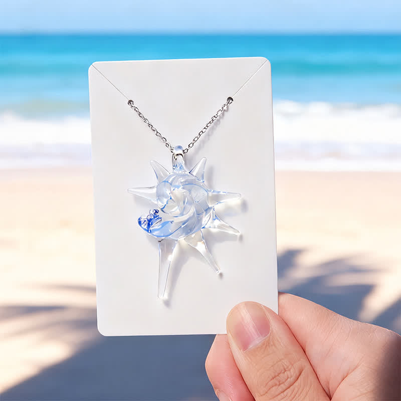 Save The Ocean The Ocean's Spiral Bracelet - Conch Pendant Made From Recovered Marine Debris - White / Light Blue - Approx. 19.69" / 50cm - image 6