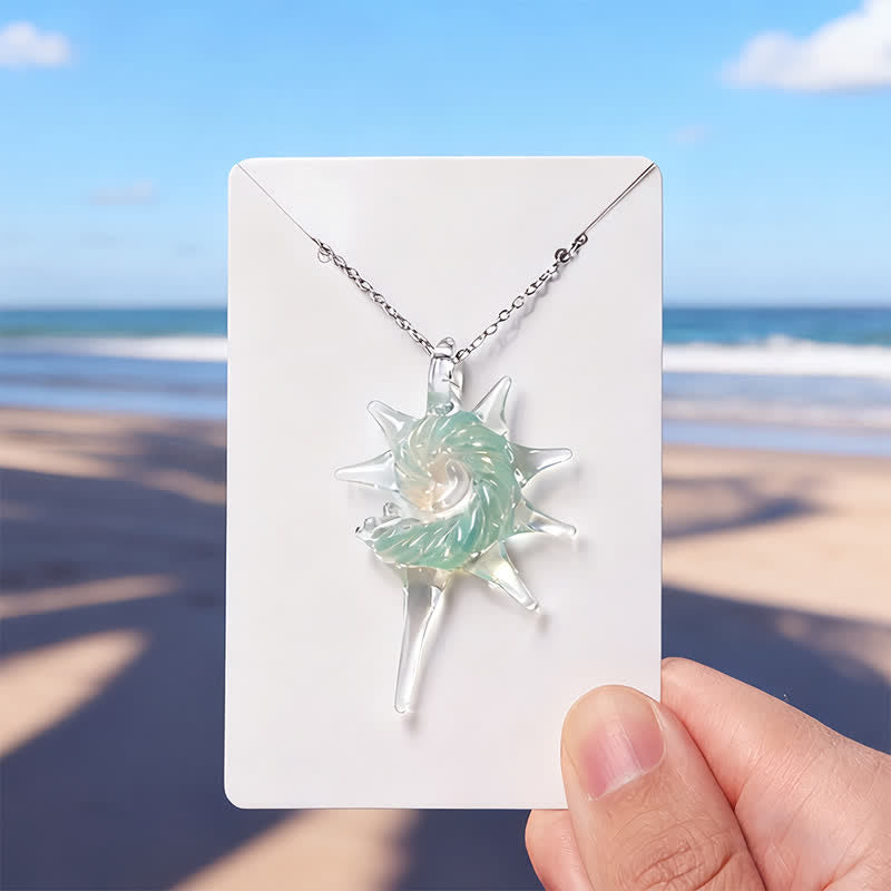 Save The Ocean The Ocean's Spiral Bracelet - Conch Pendant Made From Recovered Marine Debris - Light Green - Approx. 19.69" / 50cm - image 0