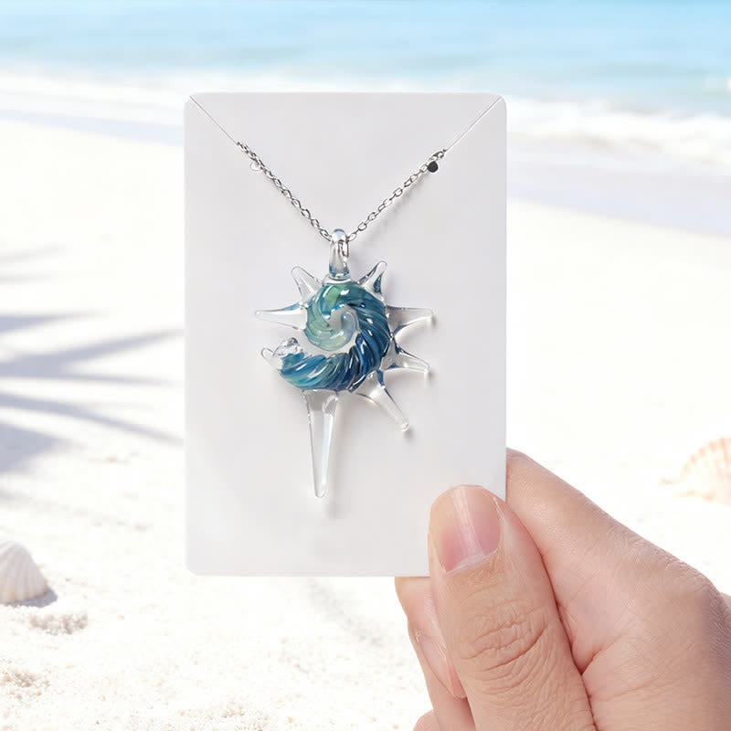 Save The Ocean The Ocean's Spiral Bracelet - Conch Pendant Made From Recovered Marine Debris - Teal - Approx. 19.69" / 50cm - image 16