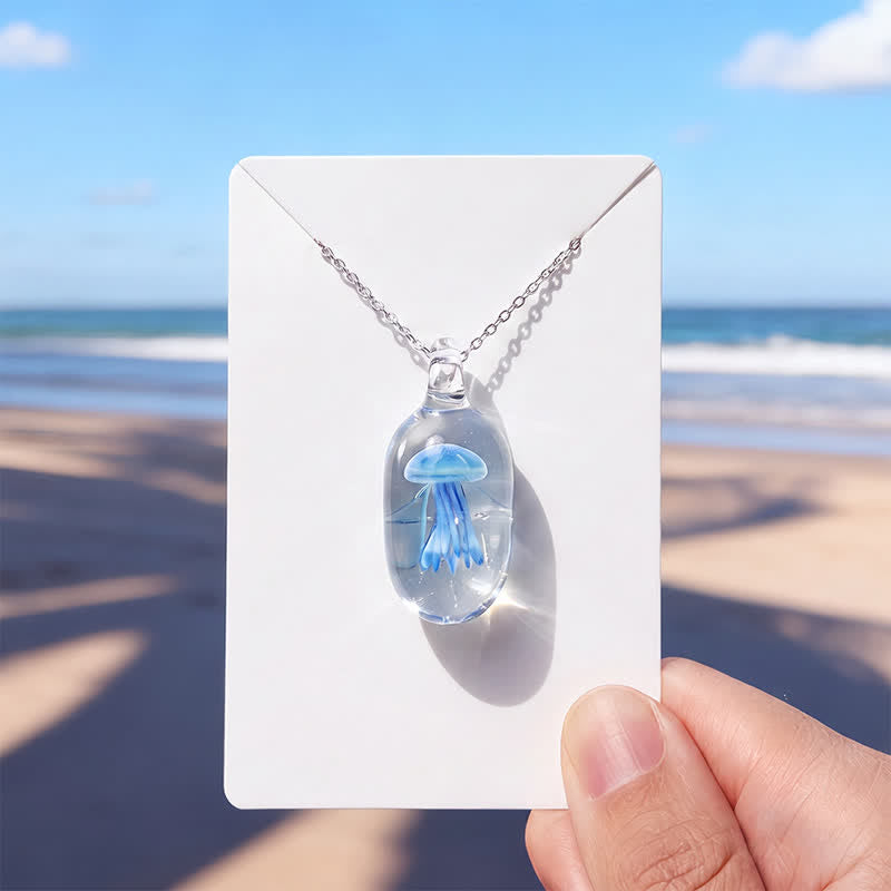 Float Jellyfish In A Bottle Pendant Bracelet - Recycled Pendant Made From Recovered Marine Debris - Turquoise - Approx. 19.69" / 50cm - image 3