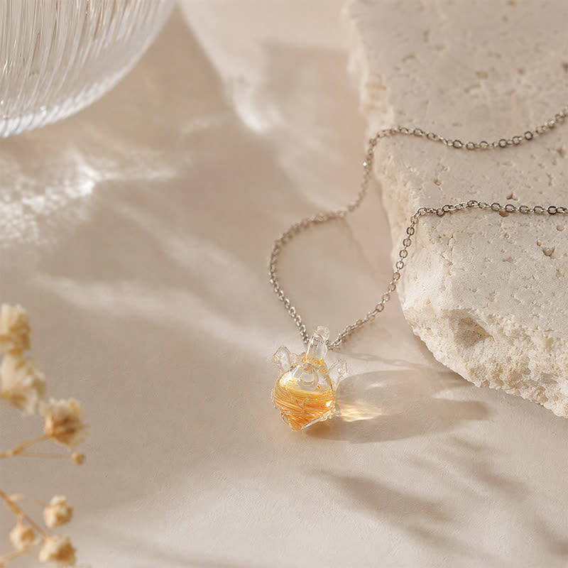 The Heart Of The Ocean Color-Changing Necklace - Glass Pendant Crafted From Recycled Marine Debris - Orange - Approx. 15.75" / 40cm - image 9