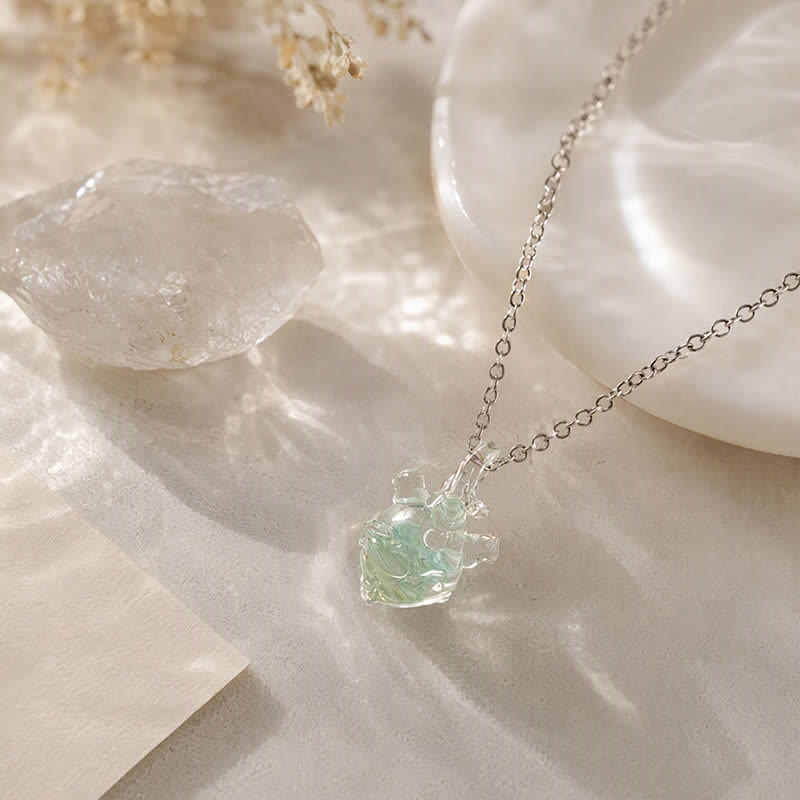 The Heart Of The Ocean Color-Changing Necklace - Glass Pendant Crafted From Recycled Marine Debris - Green - Approx. 15.75" / 40cm - image 8