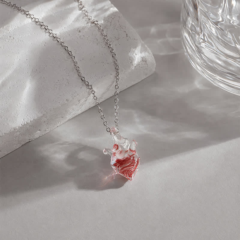 The Heart Of The Ocean Color-Changing Necklace - Glass Pendant Crafted From Recycled Marine Debris - Red - Approx. 15.75" / 40cm - image 6