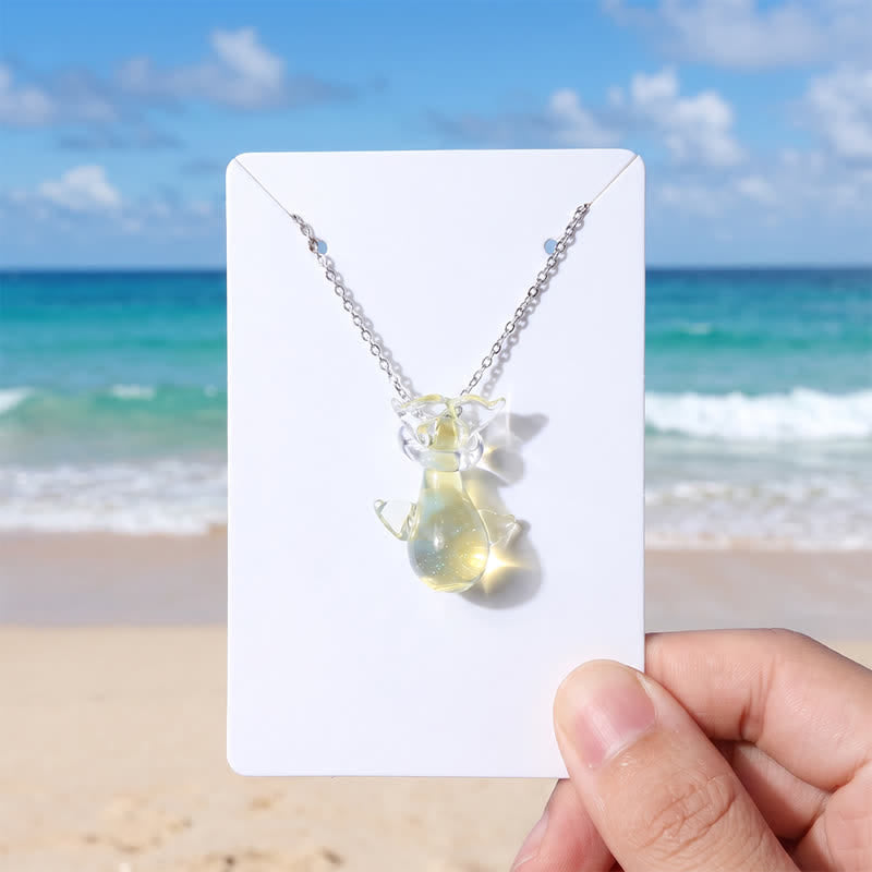 Ocean Drop Whale Necklace - Recycled Glass Pendant To Protect The Whales - White - Approx. 19.69" / 50cm - image 0