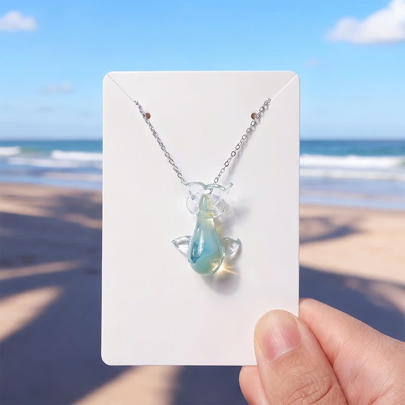 Ocean Drop Whale Necklace - Recycled Glass Pendant To Protect The Whales - Green - Approx. 19.69" / 50cm - image 8