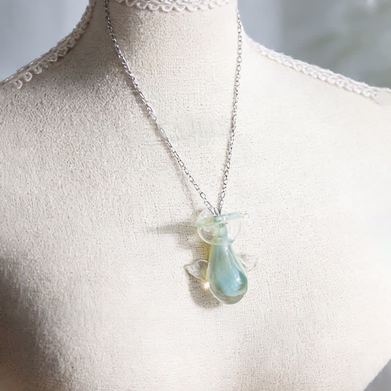 Whale Tail Pendant Necklace - Recycled Ocean Glass From Pollution to Protection - image 1