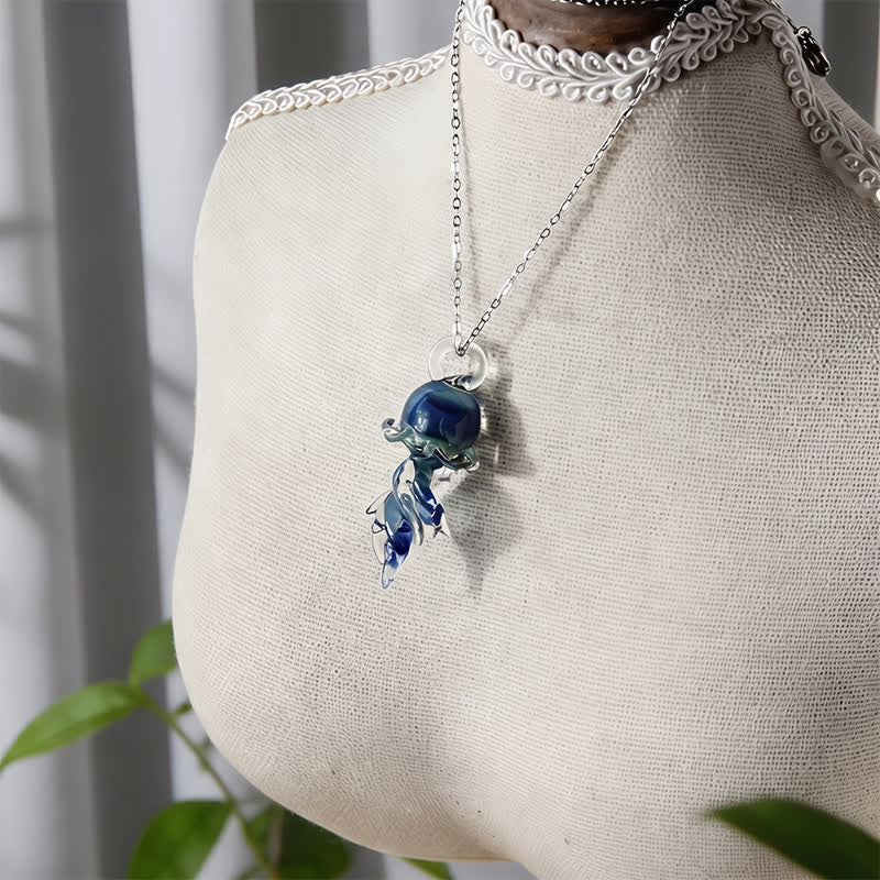 Save The Jellyfish Sea Glass Necklace - Recycled Ocean Glass Supporting Ocean Cleanup - image 1