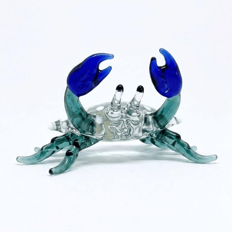 Hand Blown Glass Crab Figurine Decor - White Spotted Crab Collectible - image 2