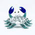 Hand Blown Glass Crab Figurine Decor - White Spotted Crab Collectible - image 1