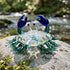Hand Blown Glass Crab Figurine Decor - White Spotted Crab Collectible - Lake Blue - image 0