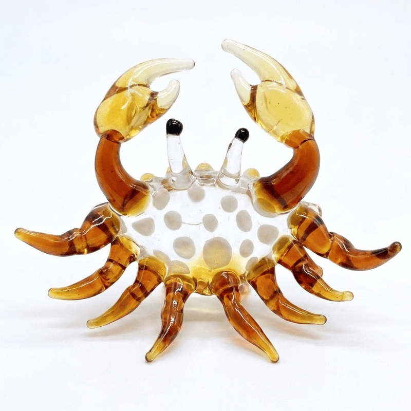 Hand Blown Glass Crab Figurine Decor - White Spotted Crab Collectible - image 5