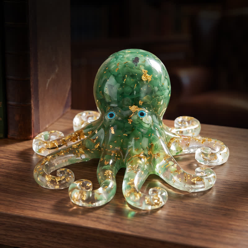 Healing Crystal Octopus Sea Animal Decor - Handmade Resin Glass Octopus with Gold Flakes - image 15
