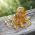 Healing Crystal Octopus Sea Animal Decor - Handmade Resin Glass Octopus with Gold Flakes - Yellow - image 5
