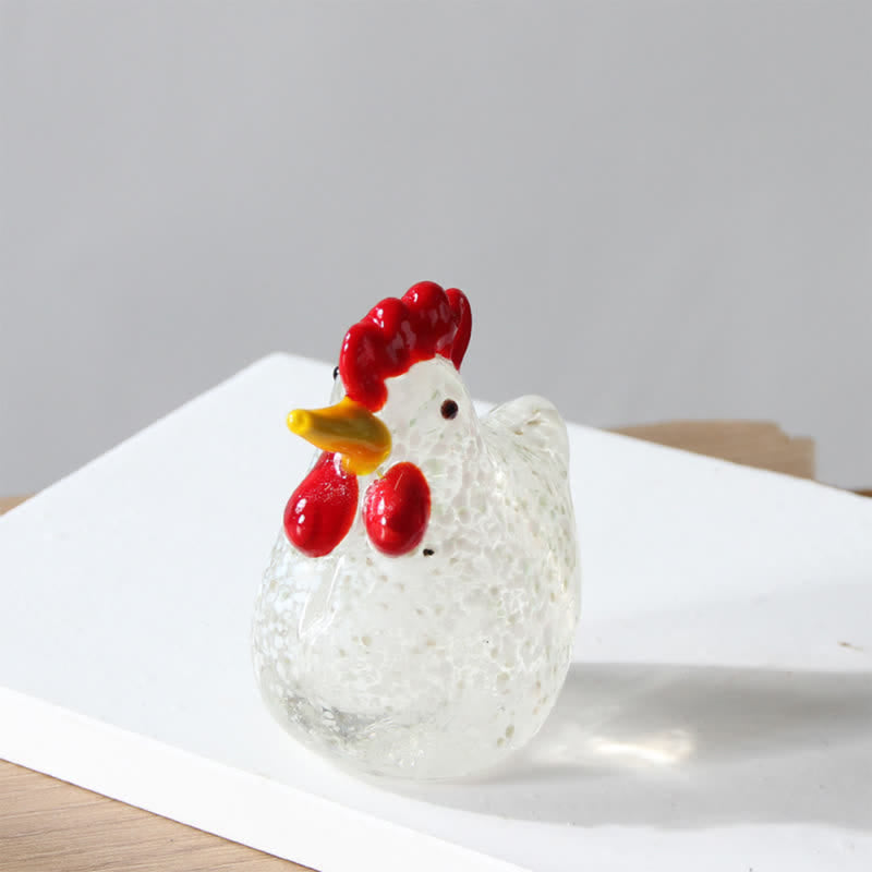 Colored Glazed Glass Chicken Figurines - Speckled Glass Hen Collection Animal Ornaments - image 10