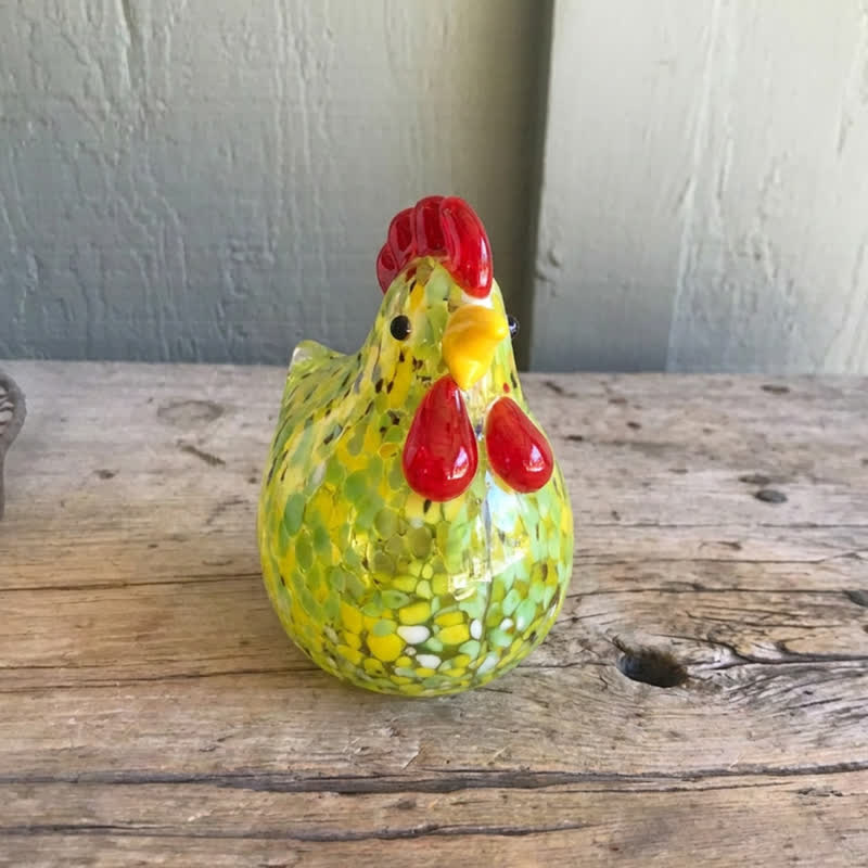 Colored Glazed Glass Chicken Figurines - Speckled Glass Hen Collection Animal Ornaments - image 13