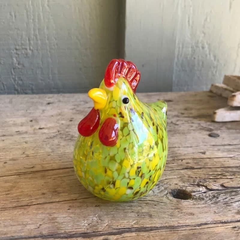 Colored Glazed Glass Chicken Figurines - Speckled Glass Hen Collection Animal Ornaments - image 12