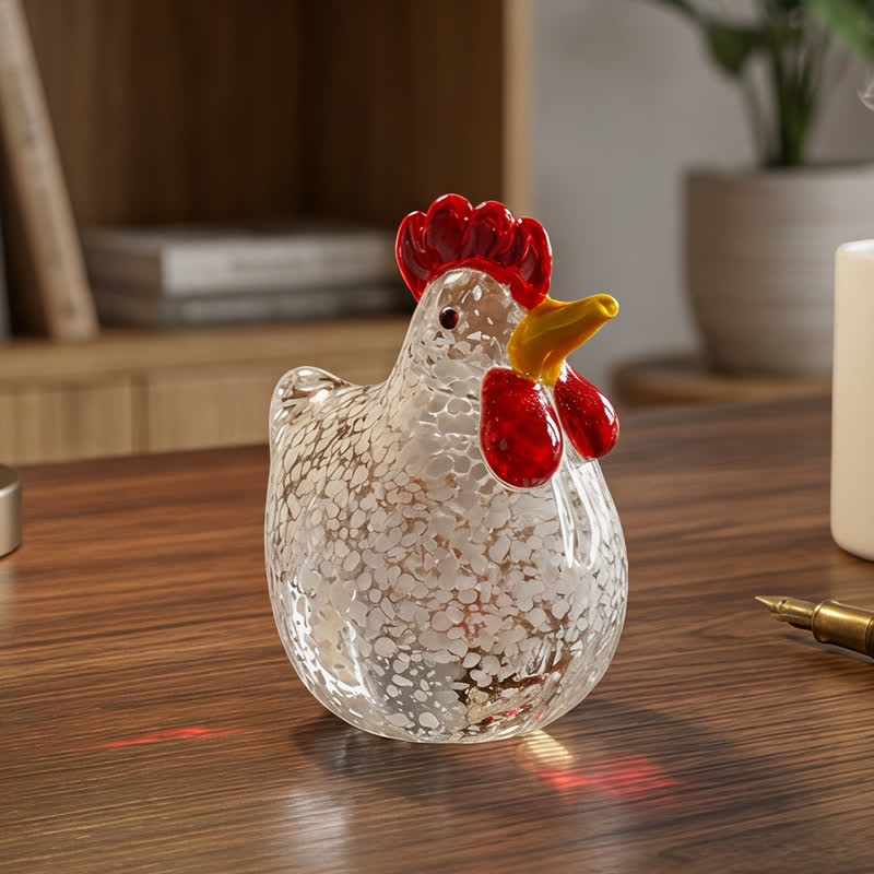 Colored Glazed Glass Chicken Figurines - Speckled Glass Hen Collection Animal Ornaments - image 9