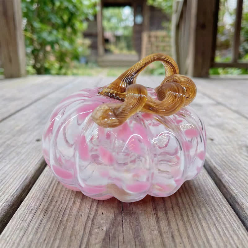 Pumpkin Figurines With Curly Stem - Handcrafted Fall Table Decor - Light Pink - image 2