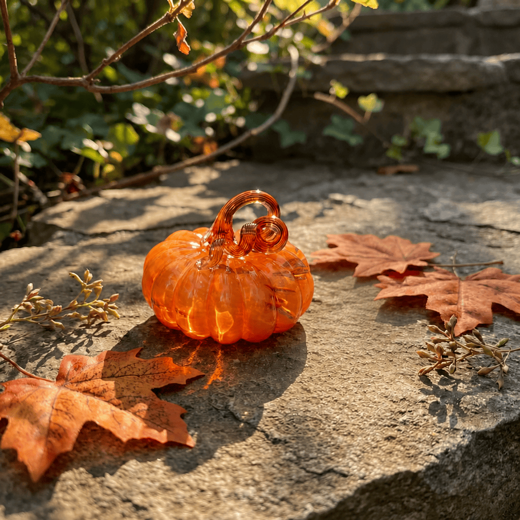 Pumpkin Figurines With Curly Stem - Handcrafted Fall Table Decor - image 3