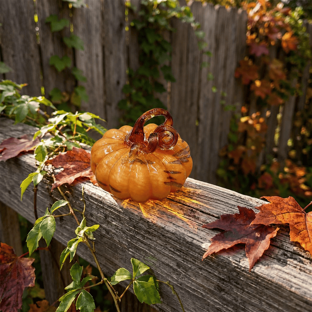Pumpkin Figurines With Curly Stem - Handcrafted Fall Table Decor - image 4