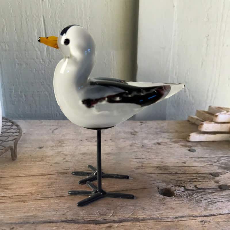 Sunny The Seagull Glass Bird Sculpture - Handblown Glass Seagull Figurine With Iron Legs - image 2