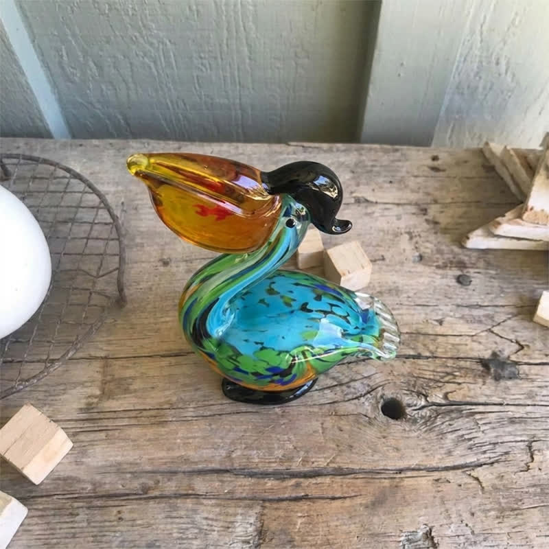 Coastal Art Glass Red Fish Pelican Figurine - Handblown Colorful Art Glass | Ocean Decor - image 4