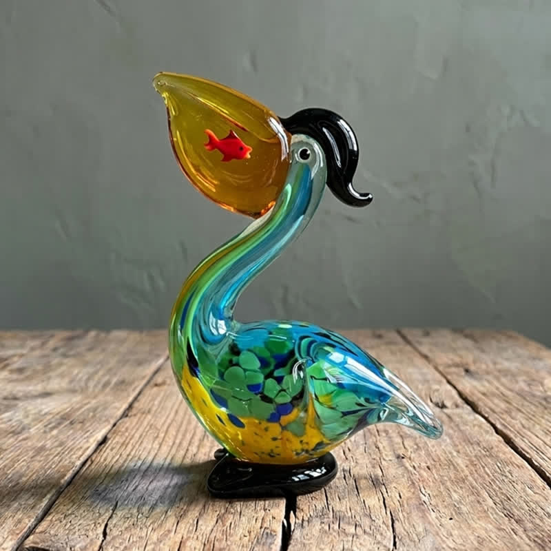 Coastal Art Glass Red Fish Pelican Figurine - Handblown Colorful Art Glass | Ocean Decor - image 2