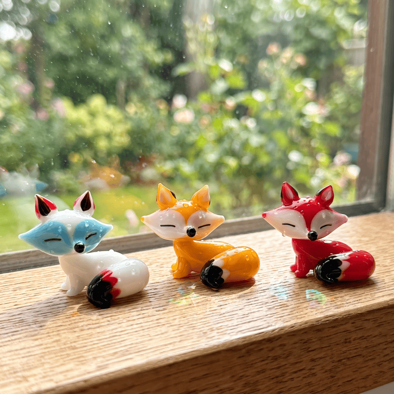 MIni Little Fox Glass Figurine - Handblown Colorful Art Glass Forest Animal Decor - image 0