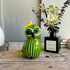 Green & Yellow Striped Watermelon Owl Figurine - Handblown Art Glass Ornament - image 1