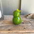 Green & Yellow Striped Watermelon Owl Figurine - Handblown Art Glass Ornament - image 4