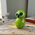 Green & Yellow Striped Watermelon Owl Figurine - Handblown Art Glass Ornament - image 2