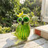 Green & Yellow Striped Watermelon Owl Figurine - Handblown Art Glass Ornament - Green & Yellow - image 0