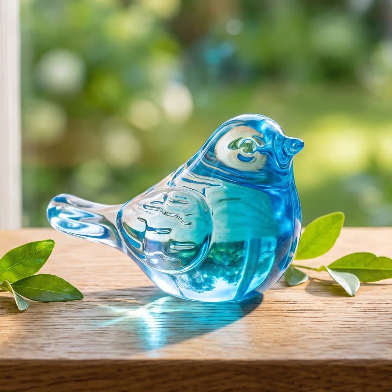 Morning Light Suncatcher Bird Figurine - Handblown Art Crystal Glass Ornament - Blue - image 6