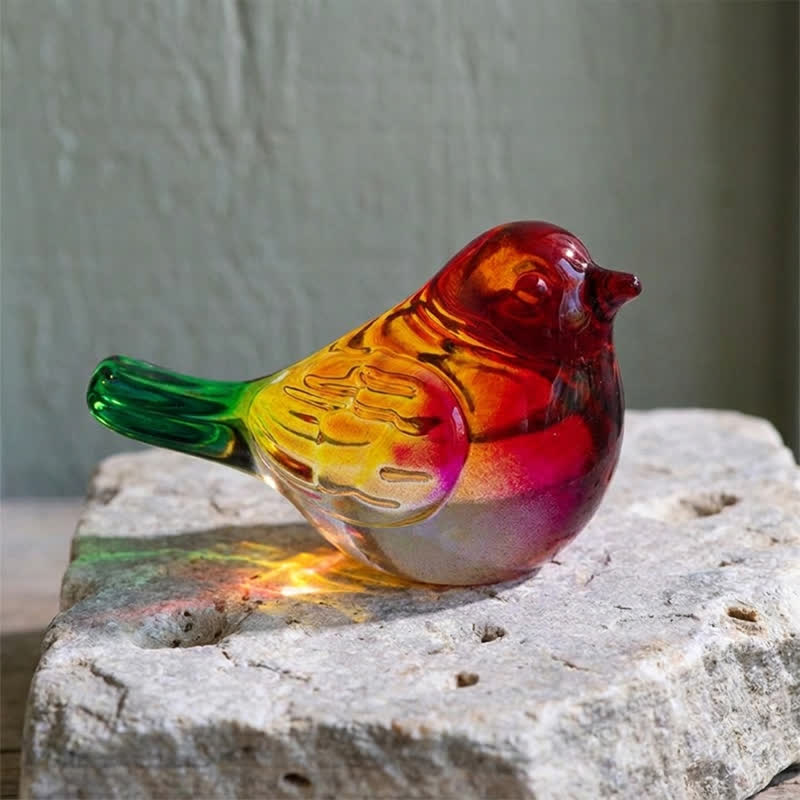 Morning Light Suncatcher Bird Figurine - Handblown Art Crystal Glass Ornament - Multi-Color - image 0