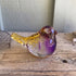 Morning Light Suncatcher Bird Figurine - Handblown Art Crystal Glass Ornament - Yellow & Purple - image 4