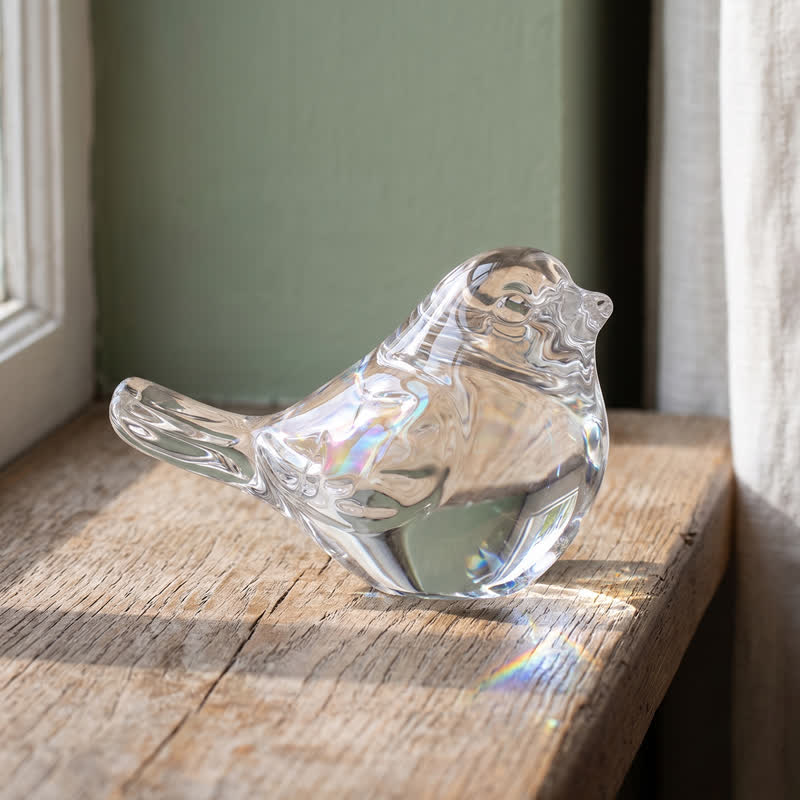 Morning Light Suncatcher Bird Figurine - Handblown Art Crystal Glass Ornament - White - image 11