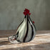 Striped Monsieur Rooster Sculpture - Handblown Glass Chicken Figurine With Red Comb - image 3