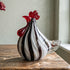 Striped Monsieur Rooster Sculpture - Handblown Glass Chicken Figurine With Red Comb - Rooster - image 0