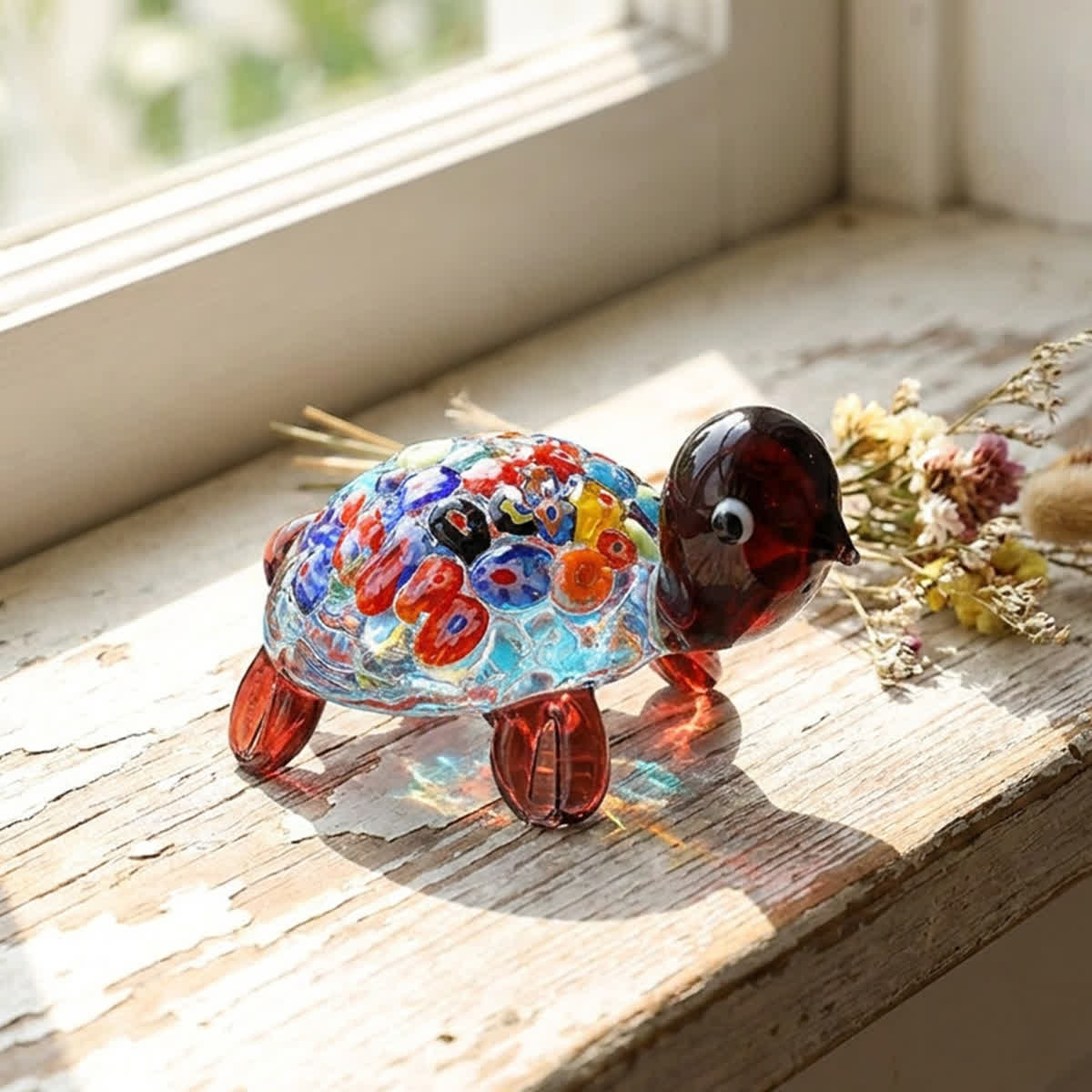 Slow Parade Colorful Turtle Sculpture - Handblown Glass Turtle Figurine Collection - Purple - image 9