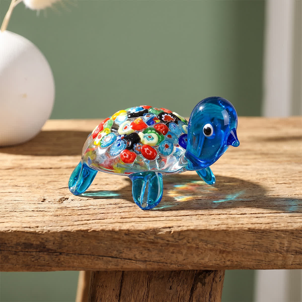 Slow Parade Colorful Turtle Sculpture - Handblown Glass Turtle Figurine Collection - Light Blue - image 8