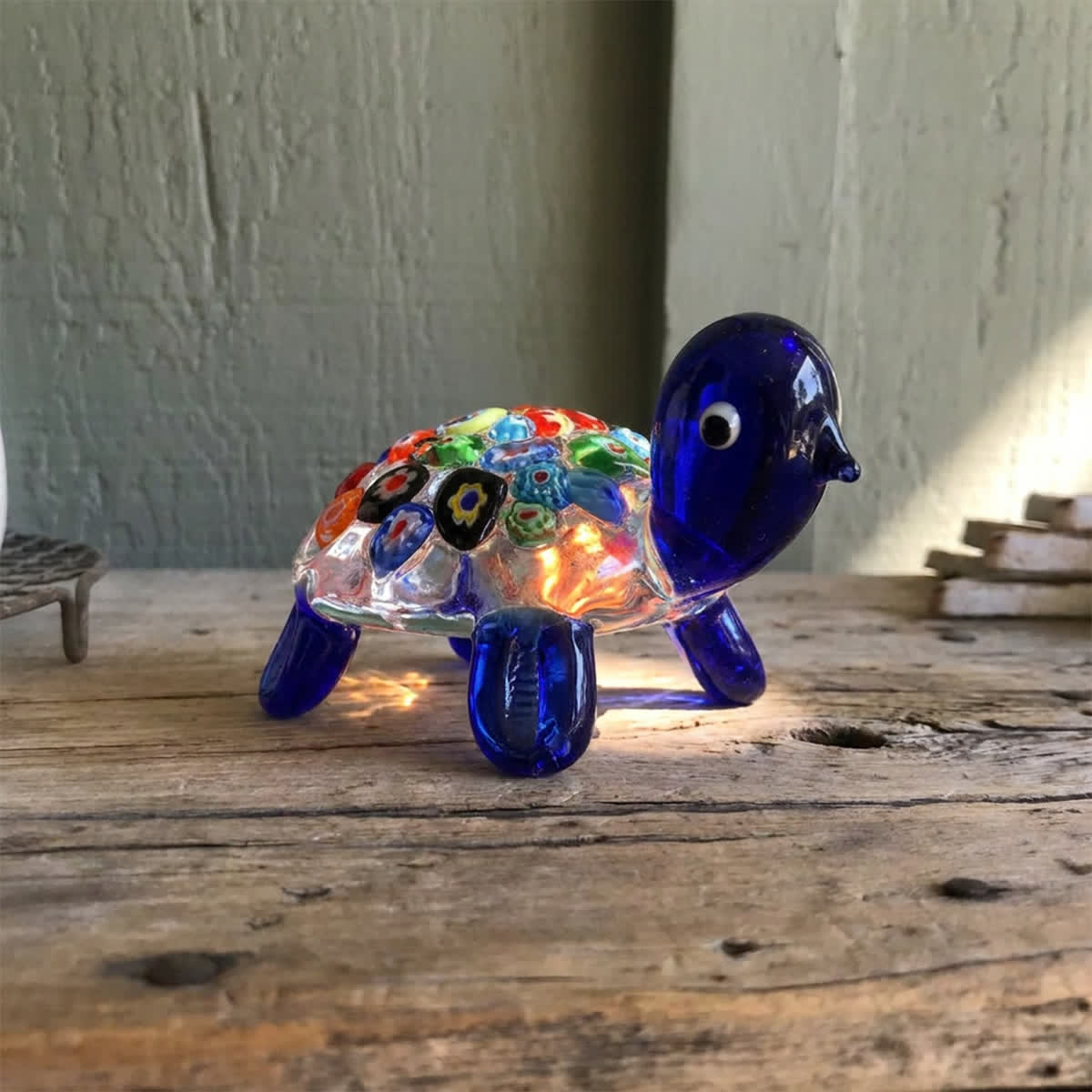 Slow Parade Colorful Turtle Sculpture - Handblown Glass Turtle Figurine Collection - Dark Blue - image 10
