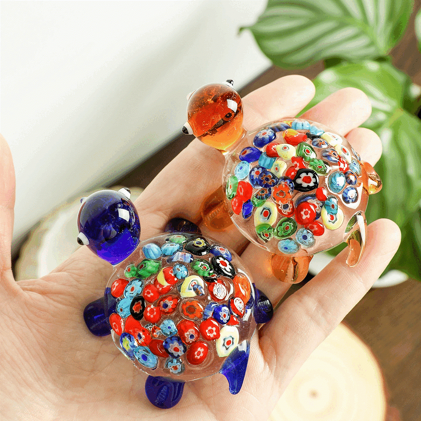 Slow Parade Colorful Turtle Sculpture - Handblown Glass Turtle Figurine Collection - image 1