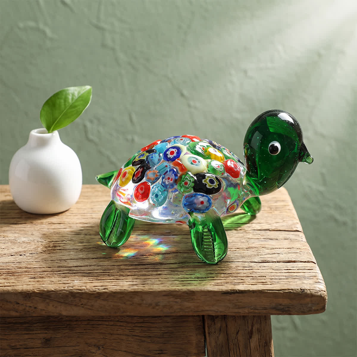 Slow Parade Colorful Turtle Sculpture - Handblown Glass Turtle Figurine Collection - Green - image 6