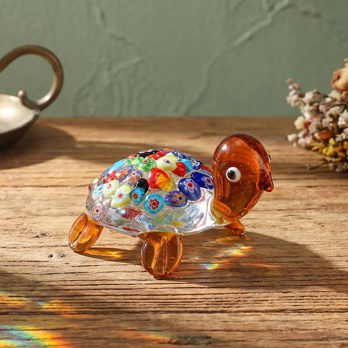 Slow Parade Colorful Turtle Sculpture - Handblown Glass Turtle Figurine Collection - Orange - image 0