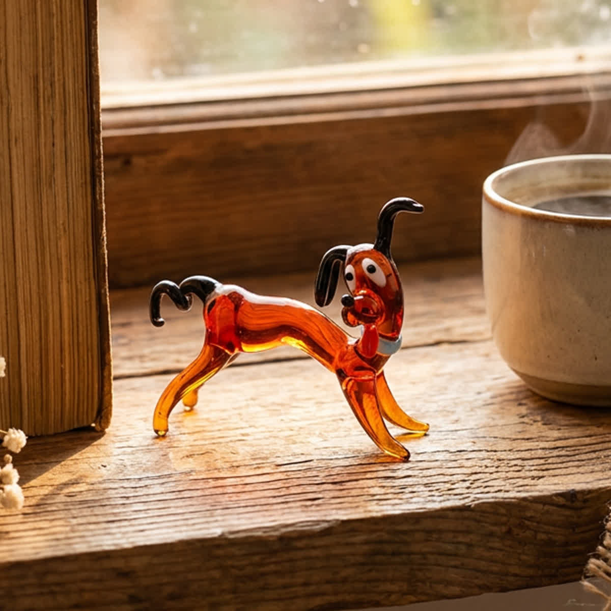 Coffee Dachshund Pups Sculpture - Funny Handmade Glass Dog Figurines Collection - Style #5 - image 9