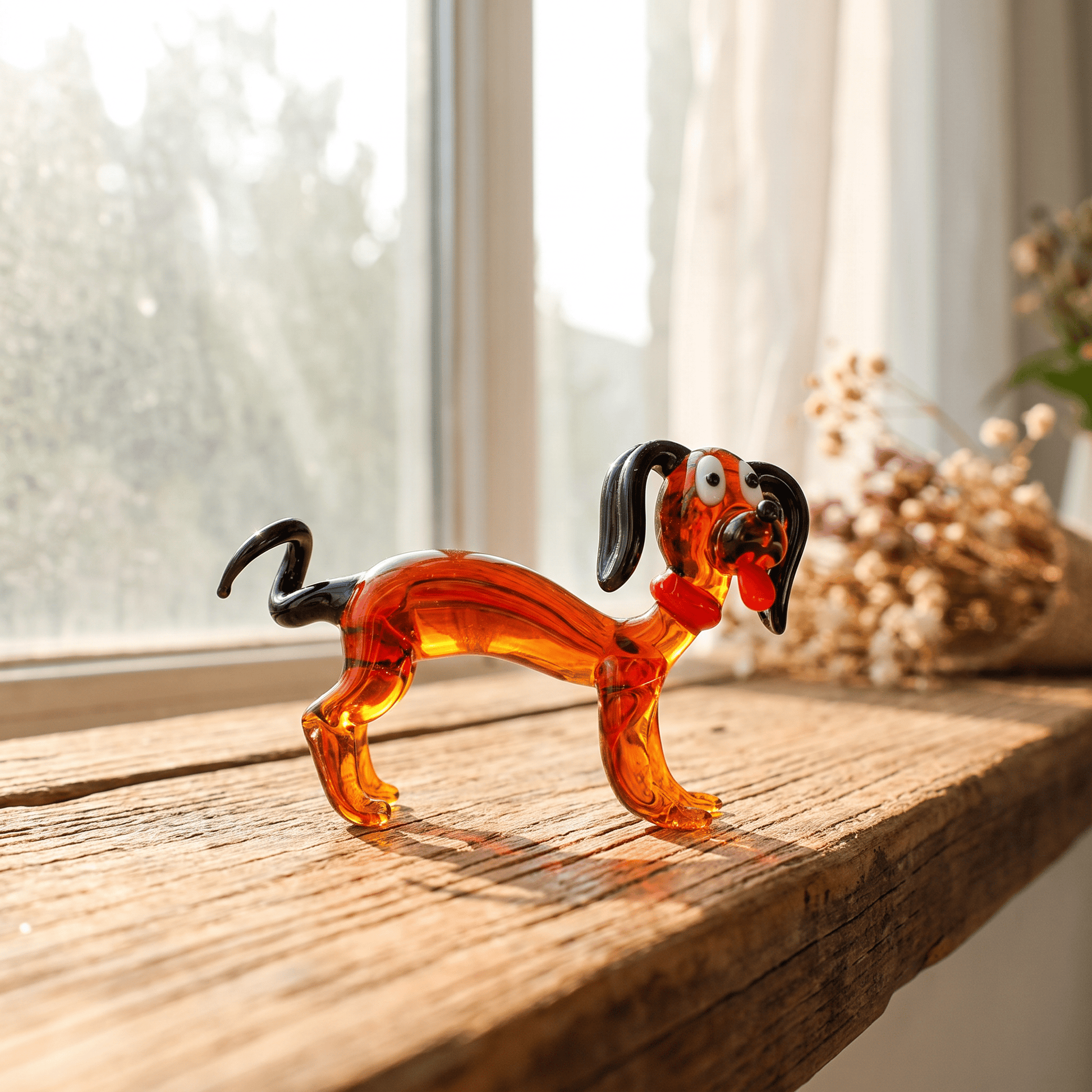 Coffee Dachshund Pups Sculpture - Funny Handmade Glass Dog Figurines Collection - Style #2 - image 6