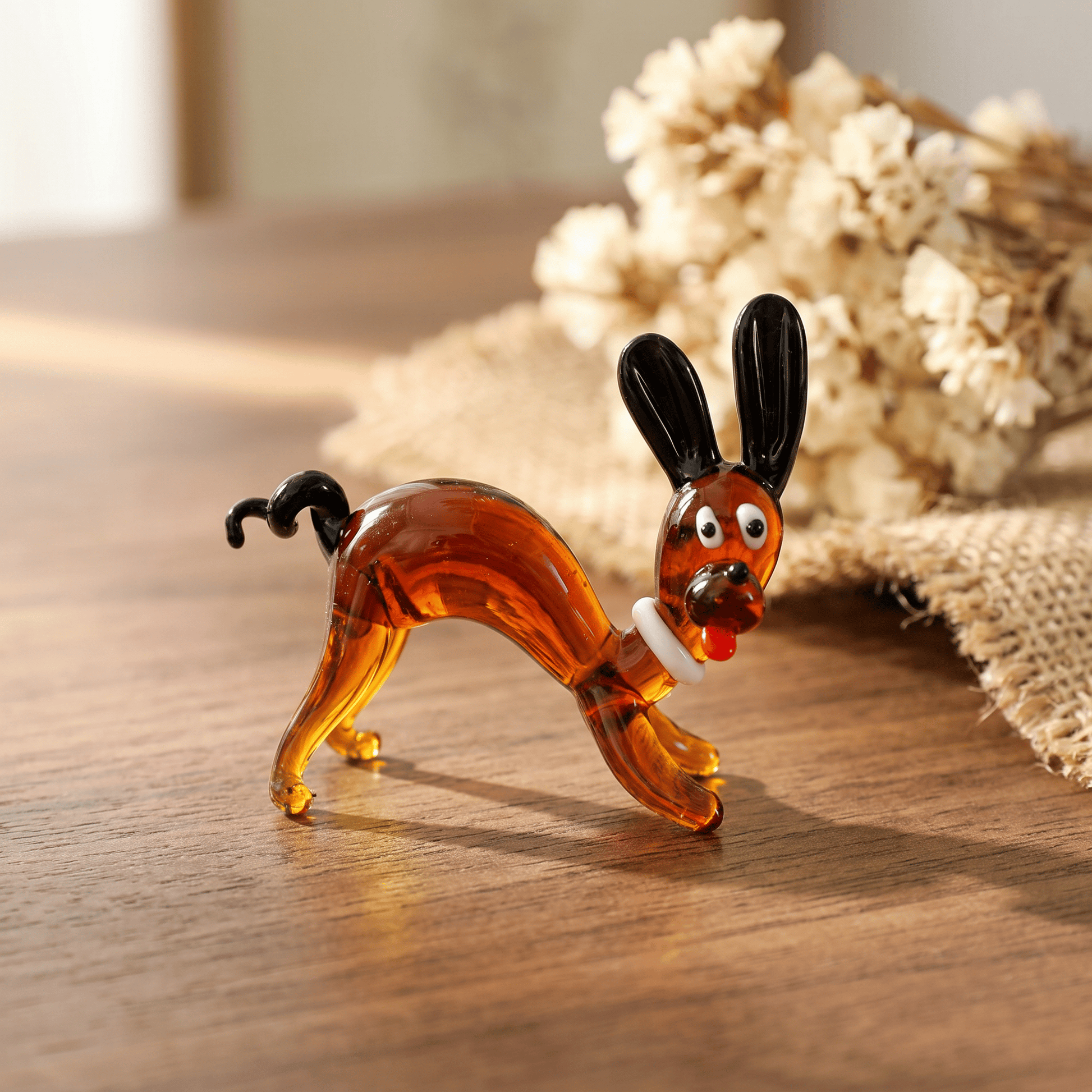 Coffee Dachshund Pups Sculpture - Funny Handmade Glass Dog Figurines Collection - Style #3 - image 7